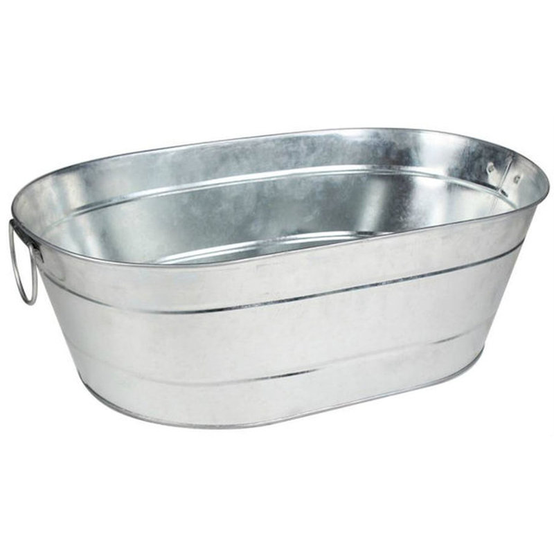Gracie Oaks Pyron Galvanized Oval Beverage Tub with Handles Wayfair.ca